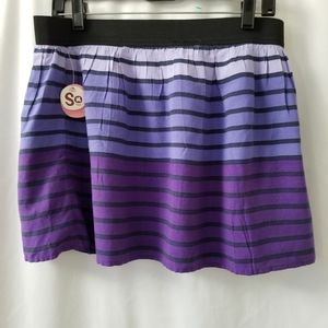 SO Purple & Black Striped Mini Skirt Lined  XL NWT